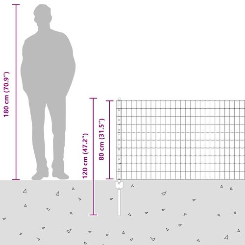 Ogrodzenie z słupkami Srebrny 0.8 x 25 m Stal na Arena.pl
