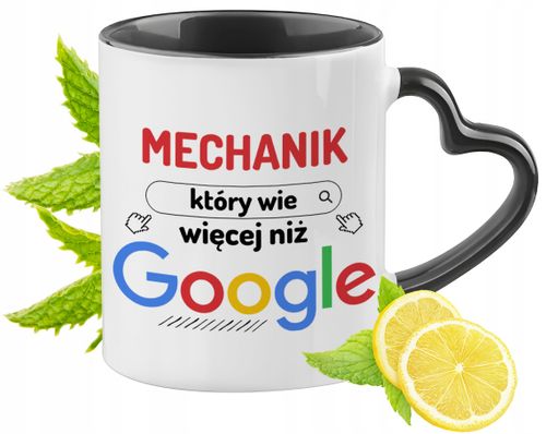 Dla Mechanika Kubek Czarny Z Uszkiem W Kształcie Serca Na Prezent na Arena.pl