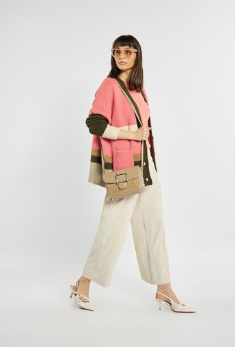 Monnari torebka listonoszka koszyk z plecionym panelem beżowo-szary BAG0410 na Arena.pl