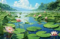 Plakat 91,5x60cm Sielankowy Staw Lilii