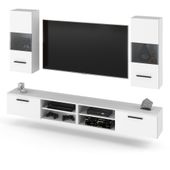 Meblościanka Biała Nowoczesna Pod Telewizor Blande 240cm Salon Sypialnia