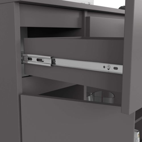 Komoda 101 cm pojemna 2 drzwi 3 szuflady 6 półek - grafit szary na Arena.pl