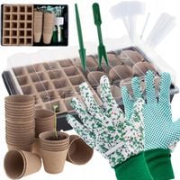 Miniszklarenka ZESTAW DO UPRAWY ROZSAD DONICZKI TORFOWE znaczniki rękawice