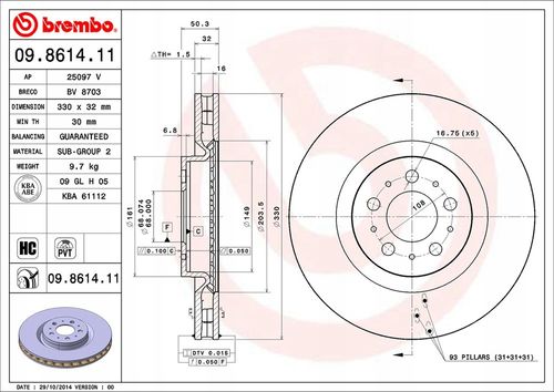 TARCZA HAM PRZOD 330X32 V BREMBO na Arena.pl