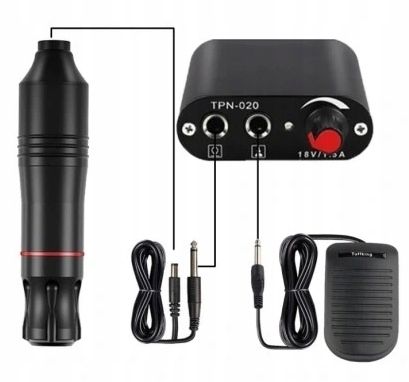 ZESTAW MASZYNKA DO TATUAŻU PEN ROTACYJNA TUSZ 37w1 dla początkujących na Arena.pl