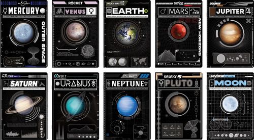 10X ZESZYT TOP 2000 A5 60 KARTEK, KRATKA +MARGINES, KOSMOS, PLANETY na Arena.pl