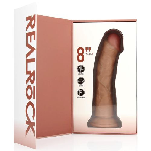 vibrating and rotating regular curved cock - 8 / 20,5 cm - tan na Arena.pl
