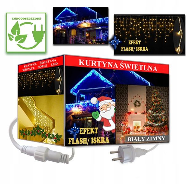 KURTYNA SOPLE 200 LED ZEWNĘTRZN BIAŁY ZIMNY FLASH zdjęcie 1
