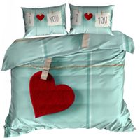 Pościel 3D bawełna satyna 160x200cm SERCE
