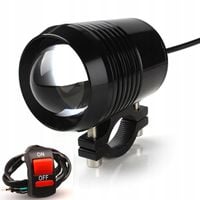 LAMPA MOTOCYKLOWA ROBOCZA HALOGEN MOTOCYKL QUAD U2 LED CZARNA + PRZEŁĄCZNIK
