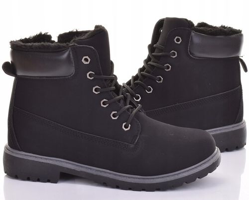 OCIEPLANE DAMSKIE BOTKI ZIMOWE KLASYCZNE TRAPERY BUTY Z FUTERKIEM na Arena.pl