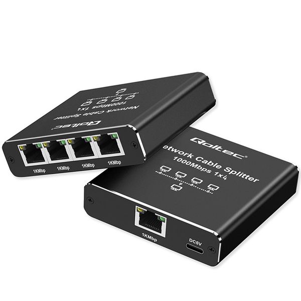 Qoltec Splitter Ethernet 1x4 RJ45 1000Mb/s USB-C zdjęcie 1