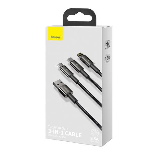 kabel usb 3w1 baseus tungsten gold, usb do micro usb / usb-c / na Arena.pl