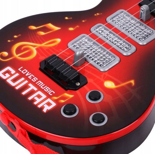GITARA STRUNOWA DLA DZIECI ROCKOWA DUŻA 52 CM ZABAWKA MUZYCZNA LED 4 STRUNY na Arena.pl