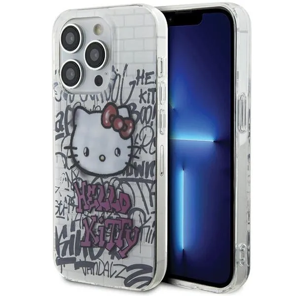 Etui Hello Kitty IML Kitty On Bricks Graffiti na iPhone 14 Pro Max - białe zdjęcie 1