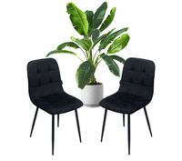 Zestaw 2 szt krzesło tapicerowane welurowe do salonu jadalni velvet czarny
