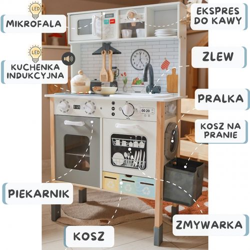 WOOPIE GREEN Drewniana Interaktywna Kuchnia 9w1 z Pralką i Tablicą na Arena.pl