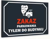 Tabliczka znak informacyjny 20x15 Antracyt ZAKAZ PARKOWANIA TYŁEM Dibond