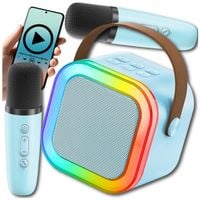 ZESTAW KARAOKE 2 MIKROFONY + GŁOŚNIK BEZPRZEWODOWY BLUETOOTH SUPER DŹWIĘK