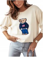 COCOMORE Sweterkowa Bluzka z Misiem Kremowa Nowość