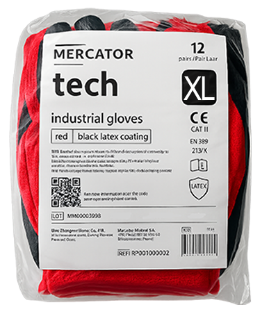 Rękawice Robocze MERCATOR Tech Red+Black Latex - XL - 12 Par na Arena.pl