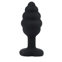 korek analny silikonowy fantasy czarny żebrowany 7cm