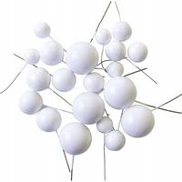 TOPPER NA TORT KULE KULKI NA PIKU BIAŁE DEKORACJA NA DRUCIKU KULKA BIAŁA