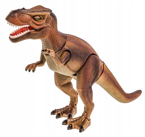 DUŻY DINOZAUR T-REX CHODZI RYCZY ŚWIECI ZIEJE DYM na Arena.pl