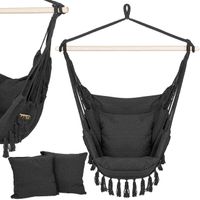 Hamak brazylijski z poduszkami fotel wiszący krzesło boho ciemnoszare