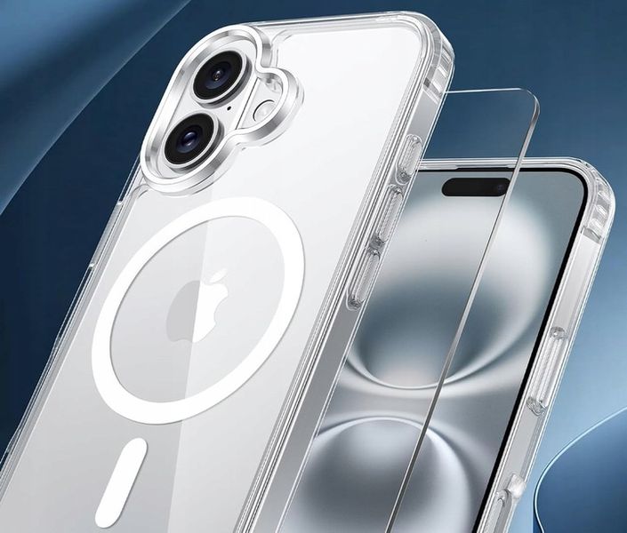 Etui Do iPhone 16 Plus +Szkło 9H WZMACNIANE 360° do MAGSAFE CLEAR CASE zdjęcie 3