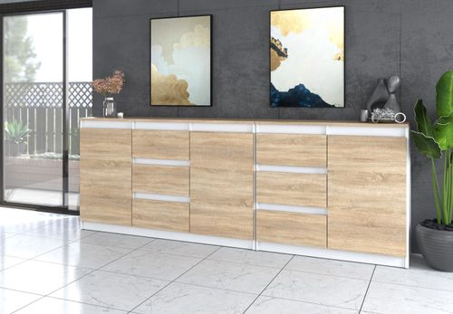 Komoda Nowoczesna 6 Szuflad Pojemna Szafka Best Agnes Plus 2m Biała Sonoma na Arena.pl