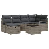 Zestaw Sof na Ogród 7 pcs Szary 232 x 122 x 85 cm Polirattan