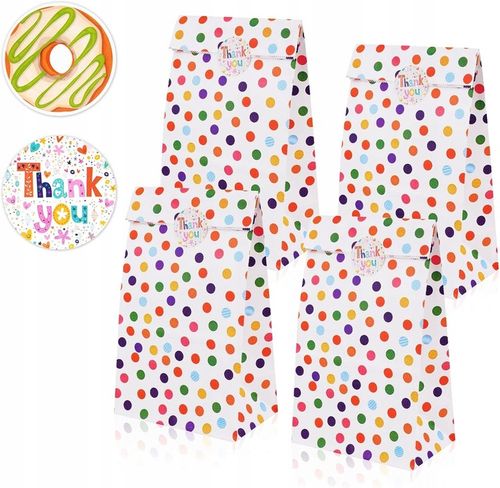 18X PAPIEROWE TOREBKI W KROPKI NA PREZENTY Z NAKLEJKAMI UPOMINKI DLA DZIECI na Arena.pl