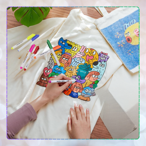 pisaki do tkanin ubrań koszulek markery flamastry mazaki zestaw 6 kolorów na Arena.pl