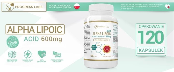 KWAS ALFA LIPONOWY ALA 600mg 120kapsułek MEGA DAWK zdjęcie 4