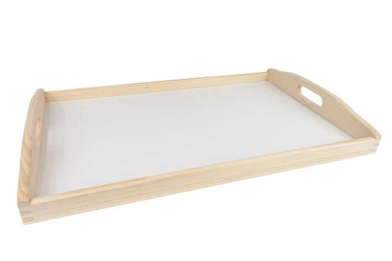 Taca drewniana 47/30 cm, białe dno zdjęcie 1