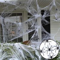 Dekoracja na Halloween Pajęczyna 290g z Pająkami 80 sztuk