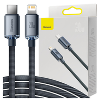 kabel usb-c do lightning baseus crystal shine, 20w, pd, 2m (czarny)