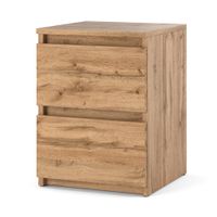 Szafka Nocna Mała Drewniana Dąb Wotan 2 Szuflady Stolik Nakastlik Sypialnia