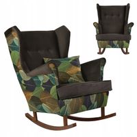 Fotel uszak Ari Print Duo bujany skandynawski Family Meble brąz liśćie