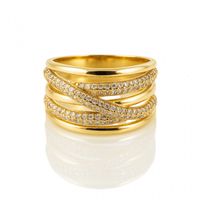 pierścionek stal chirurgiczna platerowana złotem, z cyrkoniami pst973