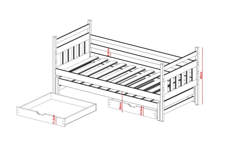 ŁÓŻKO PIĘTROWE 2- osobowe DANIEL 80X160 WYSUWANE zdjęcie 2