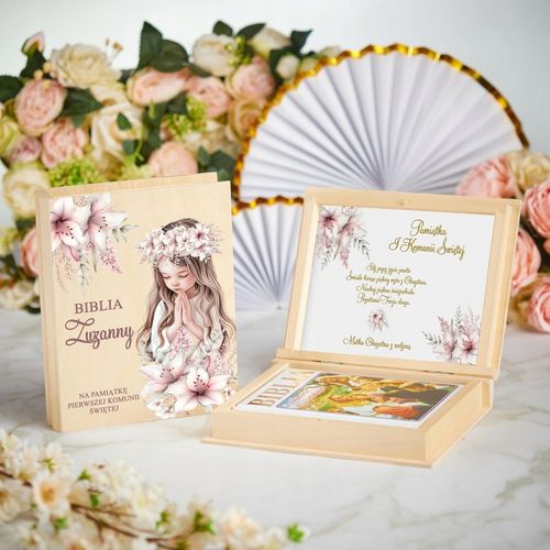 Biblia Pismo Święte Komunia Chrzest Pudełko Grawer Pamiątka PIĘKNE WZORY na Arena.pl