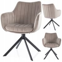 Krzesło welurowe obrotowe do jadalni salonu loft AZALIA VELVET ciemny beż