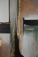 Obraz ręcznie malowany z brokatem Abstrakcja 80X120 brązowy