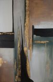 Obraz ręcznie malowany z brokatem Abstrakcja 80X120 brązowy
