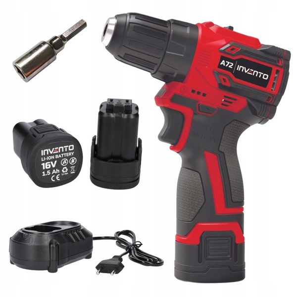 Wiertarka akumulatorowa 3/8 INVENTO A72 - zestaw 2x 1,5Ah + adapter na bity zdjęcie 1