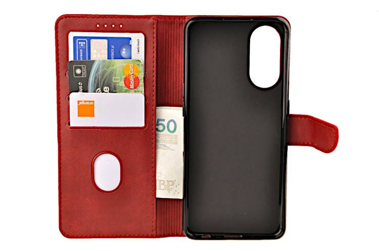 Etui portfel Wallet do Oppo A78 4G czerwony zdjęcie 3
