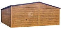 Garaż blaszany 6x6,5m bramy uchylne drewnopodobny rynny dwuspad ID846