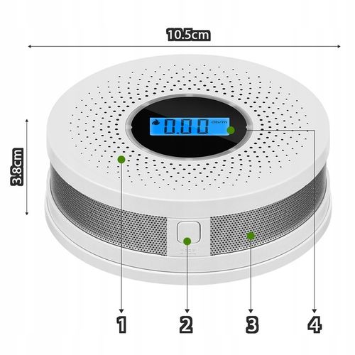 Czujnik czadu i dymu detektor tlenku węgla CO GAZU BEZPRZEWODOWY LCD na Arena.pl